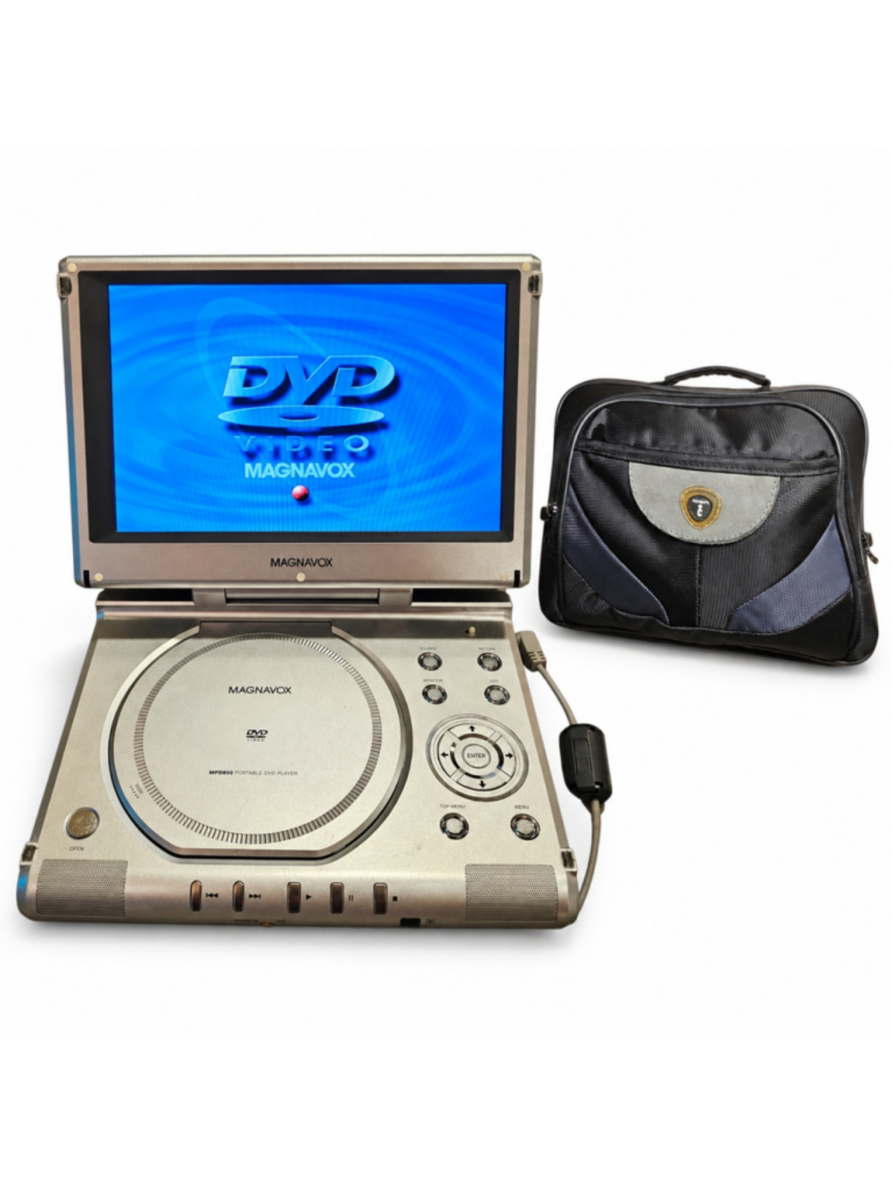 Magnavox MPD850 Portable DVD Player 8.5" Car Seat Case Remote Chargers Tested